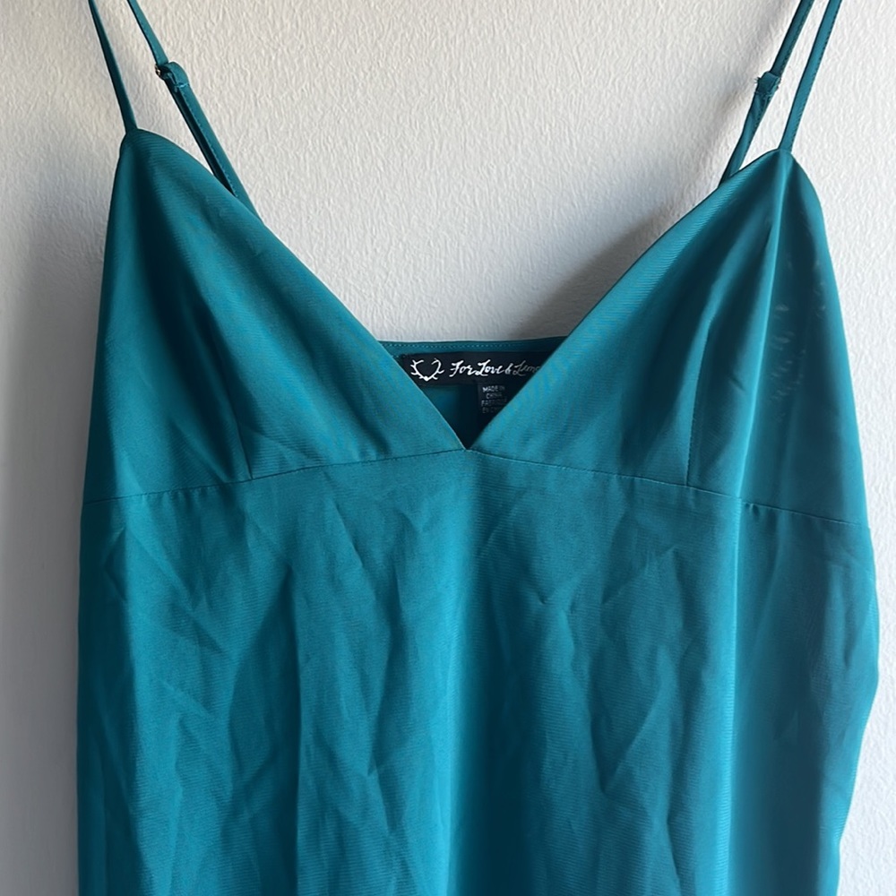 For Love And Lemons dark teal mini slip or camisole tank - Picture 2 of 6